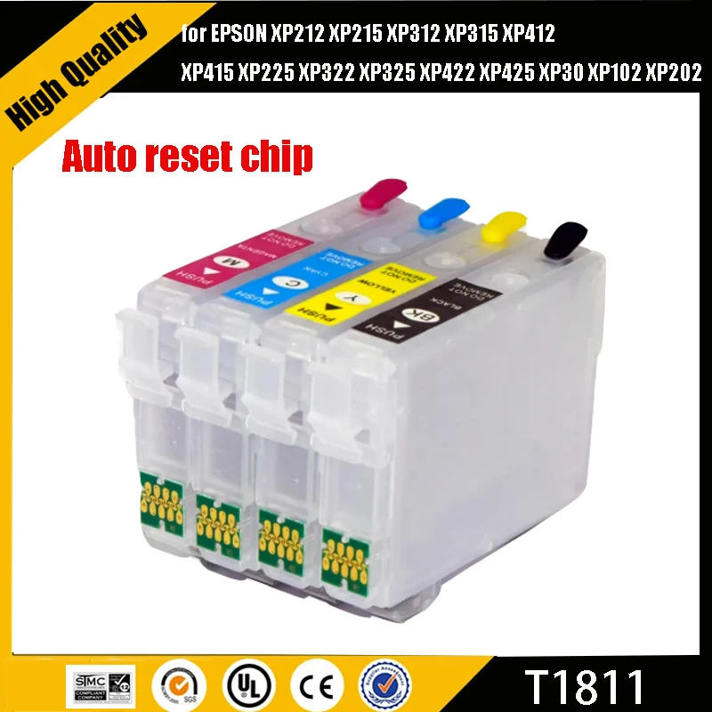 T1811 1811 Regilble Ink Cabtridge pre Epson XP212 XP215 XP312 XP315 XP412 XP415 XP225 XP322 XP325 XP422 XP425 XP30 XP102