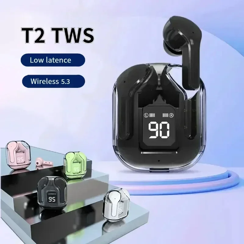 T2 TWS Wireless Bluetooth Headset Priehľadné slúchadlá