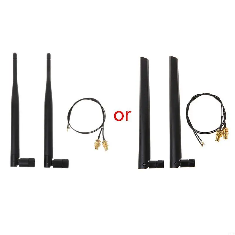 T5EE 2 x 6DBI WIFI RP-SMA Skáčeka 2,4 GHz 5 GHz Dual Band +2 x U.FL/IPEX na RP-SMA Samice Pigtail Cable pre mini pcie