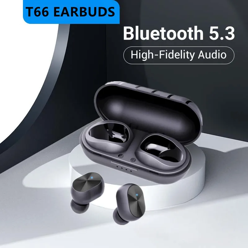 T66 TWS bezdrôtové slúchadlá Bluetooth 5.3 Slúchadlá Sport Gaming Headset Reduce hluk Zasunutia uší basový dotyk pre Allfón