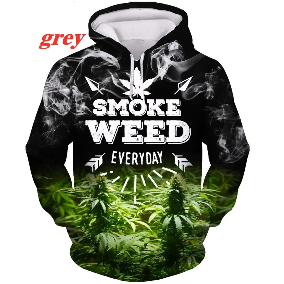 TABACKO Buriny 3D mikina Muži/ženy tlačia Mikiny Zelené listy Funny tričko lebka fajčenie tlačeného harajuku pullover