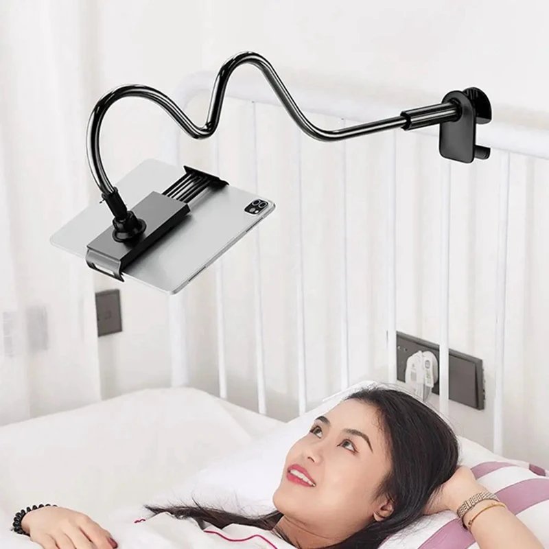 Tablet Clip Grip Stand 360 ° nastaviteľný držiak Flexibilný držiak s dlhým ramenom Gooseneck pre iPad iPhone