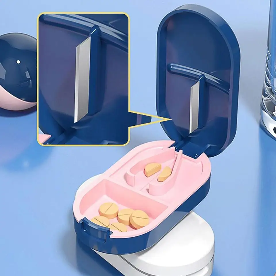 Tabletka s neviditeľným úložným boxom prenosná 2 v pilulke 1 Tablet DEVIDER ORGANIZER CRUSHER Medicine MINI DESTPRO O5R5
