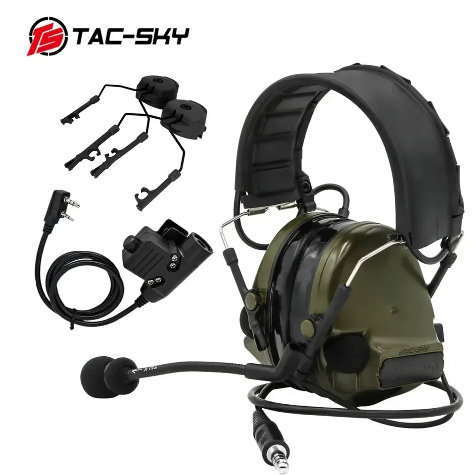 Tac-Sky Tactical pre slúchadlá Comta III Ochrana sluchu hluku slúchadlá s adaptérom U94 PTT a archelme
