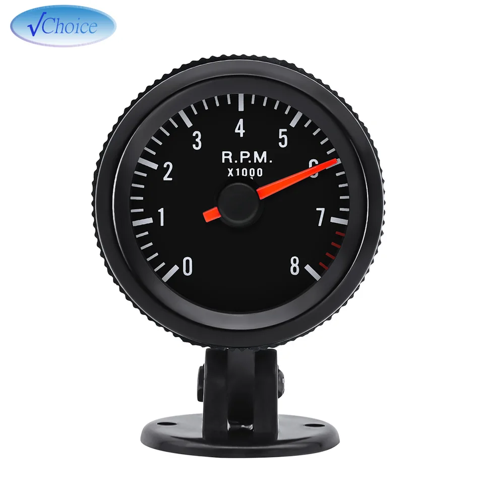 Tachometer autometer 0-8000 ot / min merač automobilov čierne puzdro s bielym LED Tacho pre 1-8 valcov benzín 2 