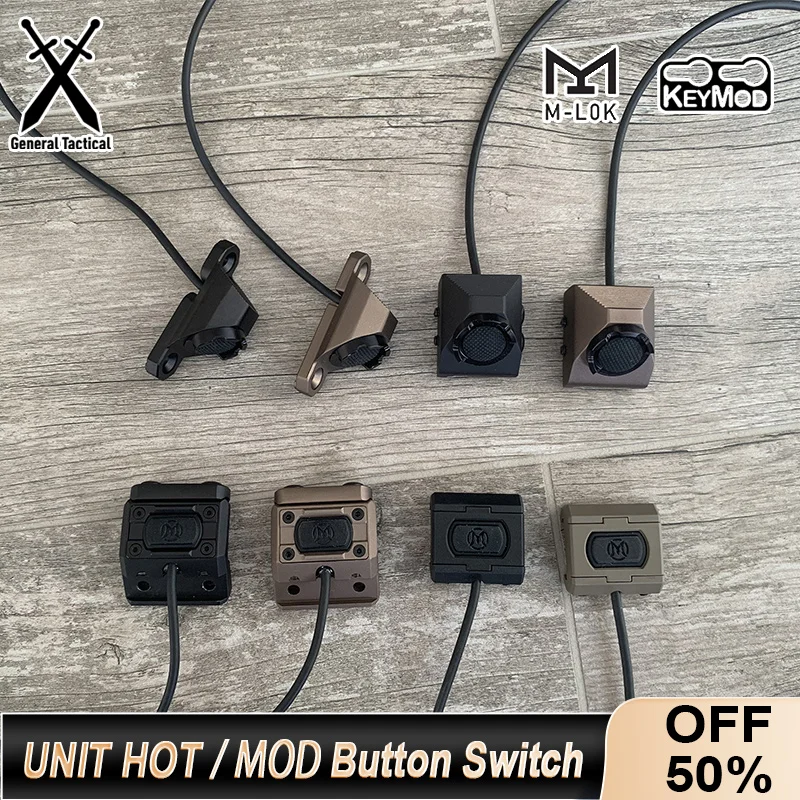 Tactical Airsoft Unit Hot / Mod Button Diaľkový tlak spínač 20 mm koľaj MLOK Keymode pre SF M300 M600 PEQ15 DBAL 2,5 mm laser
