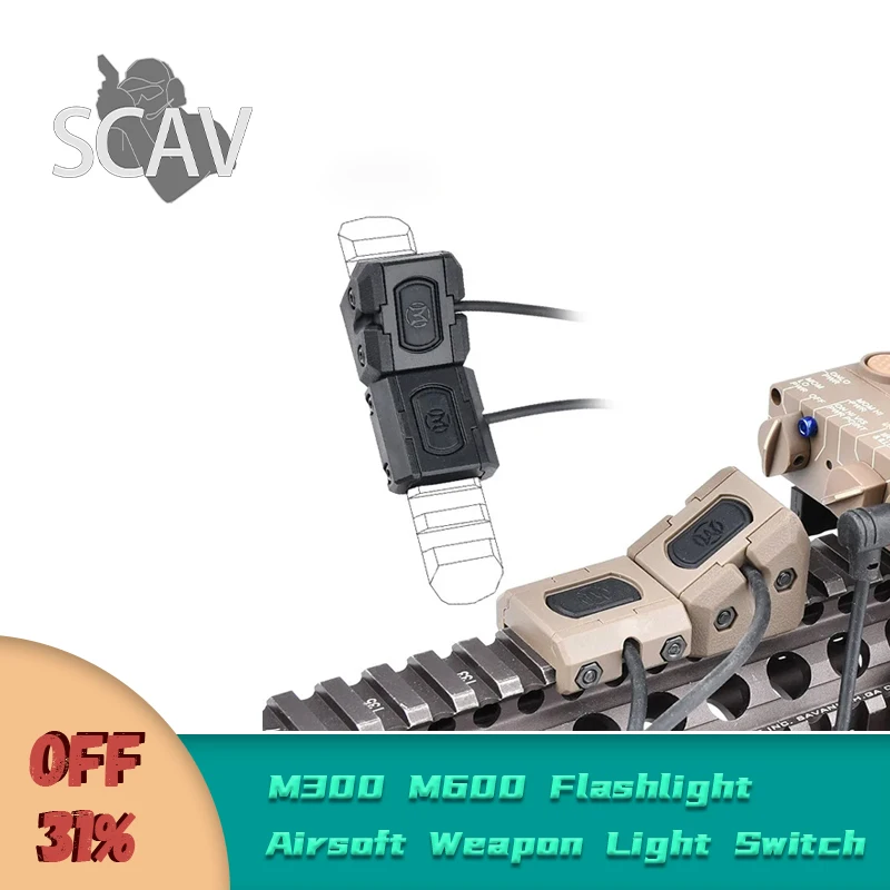 Tactical ModButton WADSN s HRF RAMP CAGE pre SF 2,5 mm M300 M600 baterka Airsoft Airsoft Weapon Light Switch s originálnymi znakmi