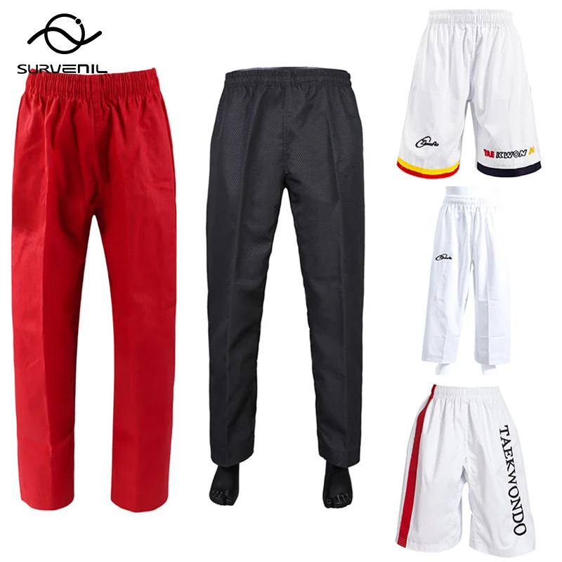 Taekwondo nohavice pofessionálne wtf karate judo dobok uniformy Men Ženy Dievčatá Muay thai kraťasy bavlnené kickboxy tkd oblečenie