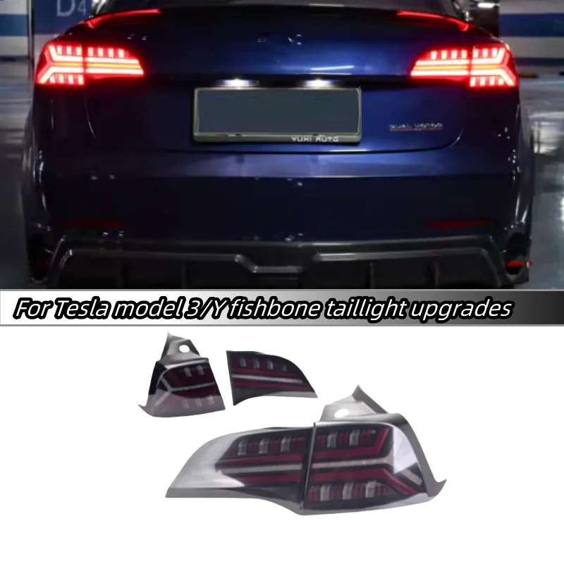 Taillights pre Tesla Model 3/Y Taillights Modernizovaný štýl rybieho kosti