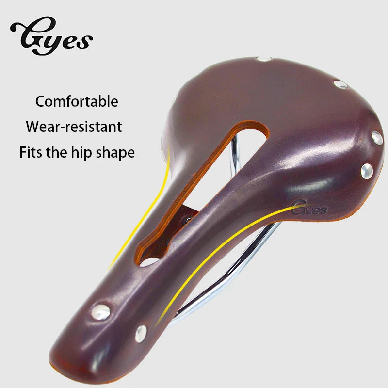 Taiwan Gyes Road Bike Saddle Mountain Bicycle Retro Cowhide sedadlo Skladacie bicykle Sedály GS-06H