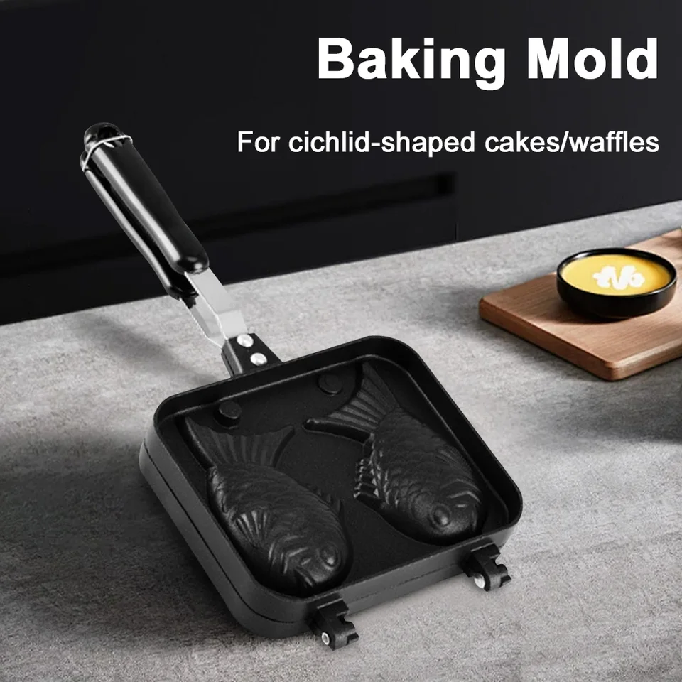 Taiyaki dezert v tvare dvojitých rýb Taiyaki Dessert Waffle Maker Pan Non Stick Taiyaki Pekávo