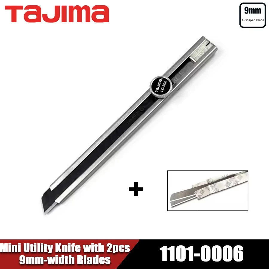 Tajima LC302B (1101-0006) Mini Utility Nôž s 2ks 9 mm šírkami A-type z nehrdzavejúcej ocele a knotov Rugged Cutting Tools
