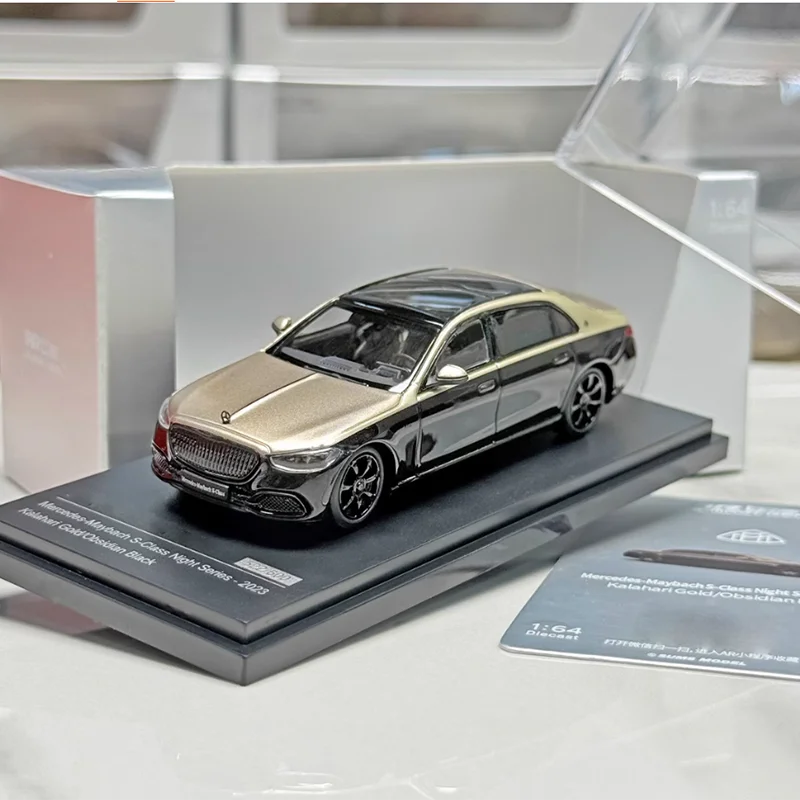 Takmer skutočné 1/64 S-trieda W223 Night Series 2023 zliatiny Model automobil statického suveníru zobrazenie darčekov zberné hračky Dekorácia hračiek