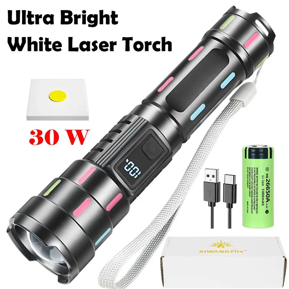 Taktická baterka 300 m ultra dlhý lúč s 5 osvetľovacími režimami