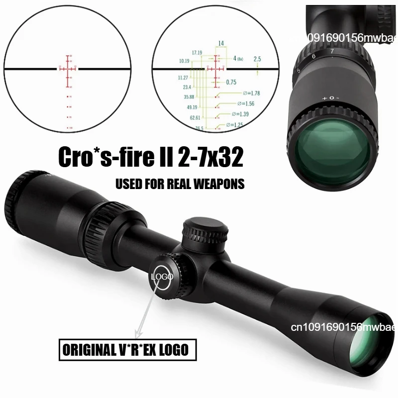 Taktická optika Cross II 2-7x32 SFP Druhé ohniskové rovinné súprava na kuše Counsbow Zahrnutá 30 mm rozsah krúžkov XBR-2 MOA RETICLE RUPLESCOPE