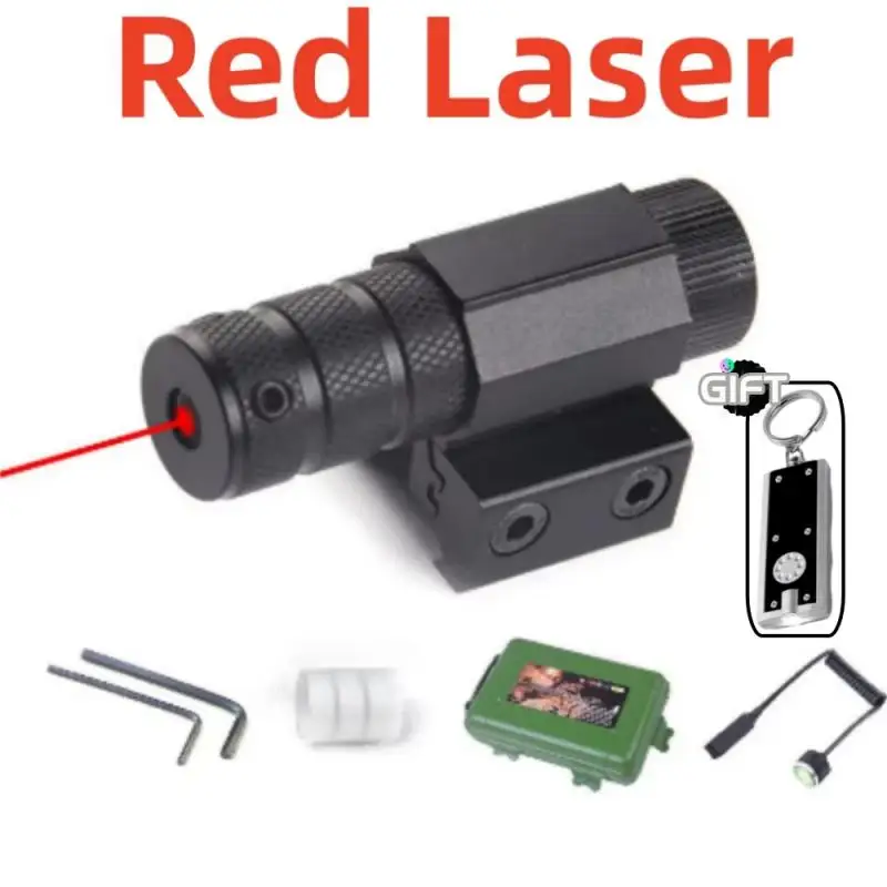 Taktická červená zelená bodka laserový pohľad rozsah 11 mm 20 mm nastaviteľná pikantná koľajnica Pistol pištoľ Airsoft laser s batériami