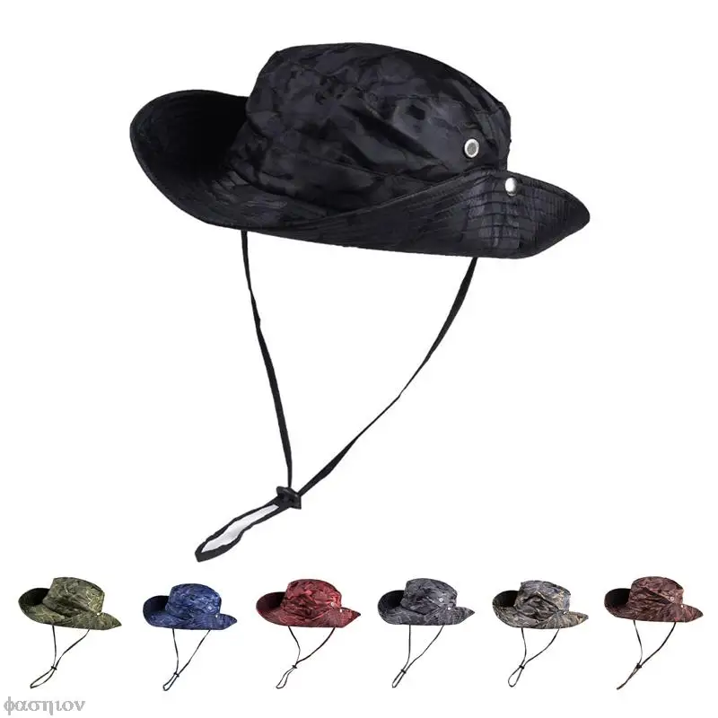 Taktické americké armádne klobúky Klobúky Vojenské multicam Panama Letná čiapka lovecká turistika Outdoor Camo Sun Caps Casks Camouflage Boonie Men Hat