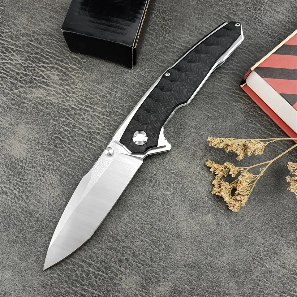 Taktické ložisko D2 oceľová čepeľ flupper skladací nôž čierne G10 rukoväte kľučky prežitia vreckové nože vonkajšie kempingové lovec EDC
