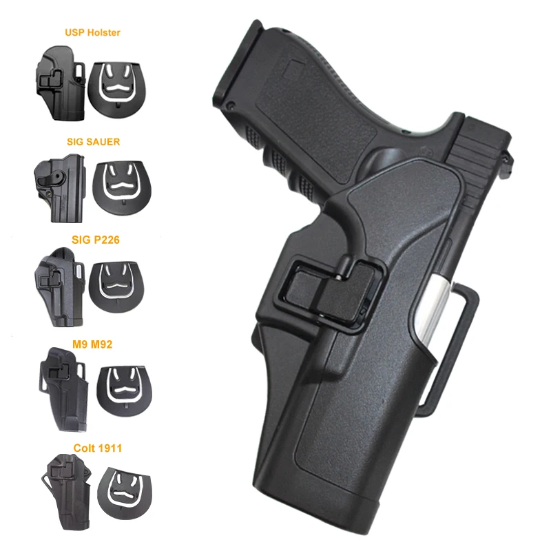 Taktické puzdro na pištoľ pre Glock 17 19 M9 Colt 1911 Sig Sauer P226 HK USP Airsoft Belt Polster General Hunting Pistol Case