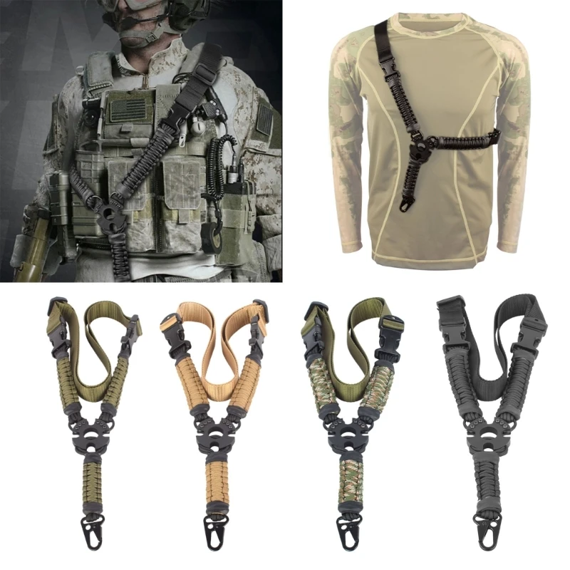 Taktické zbrane Sling 3 Point Bungee Airsoft Rifles Páskové pásy militanty lovecké časti trojbodové zbrane remienok