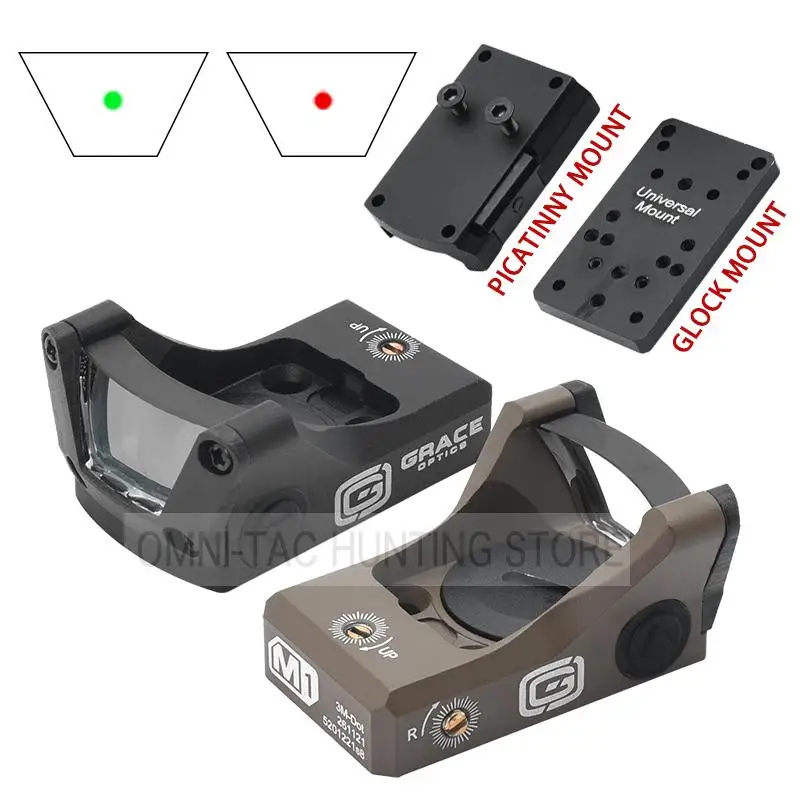 Taktický bod 3MOA M1 G / R bodový pohľad s úplnými originálnymi znakmi Airsoft Optics s 20 mm koľajnicou a univerzálnym tanierom Glock Mount Plate