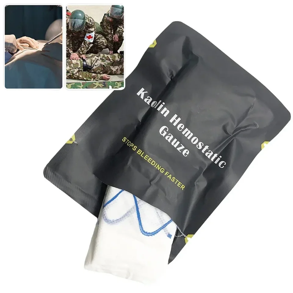 Taktický kaolin hemostatický stlačený gázový núdzový vonkajší viazanie pevná obväz prvá pomoc súprava krvácanie na ranu obliekanie rany