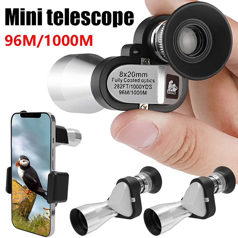 Taktický mini monokulárny ďalekohľad HD Night Vodotesný vreckový ďalekohľad vojenský zväčšenie 8x20 Monokulárny vonkajší priestor pre cestovanie