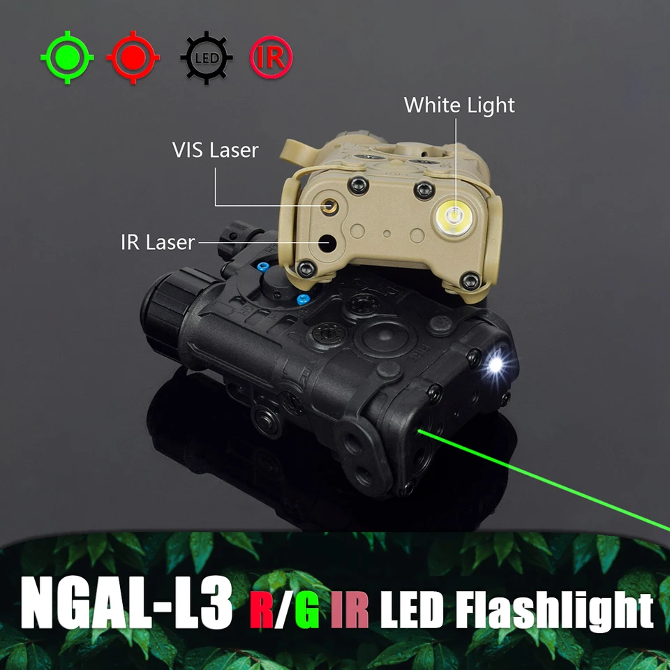 Taktický NGAL-L3 LED LEG ľahká zbraň Strobe baterka s duálnou funkciou swtich fit 20 mm železnica Airsoft Night Vision ir laser Scout