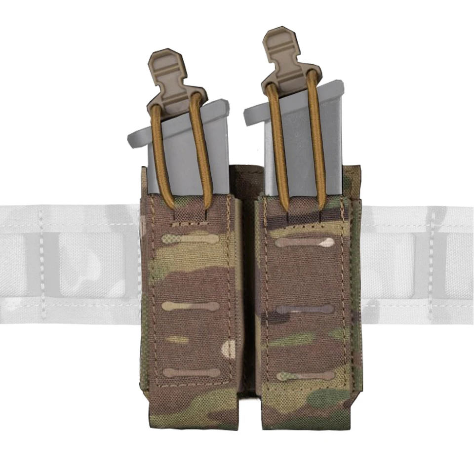 Taktický časopis Molle Petouch 2.0 Outdoor Hunting Assaulter 9 mm pištoľ Double Mag Držiteľ prenosný prenosný Airsoft Shoot Gear
