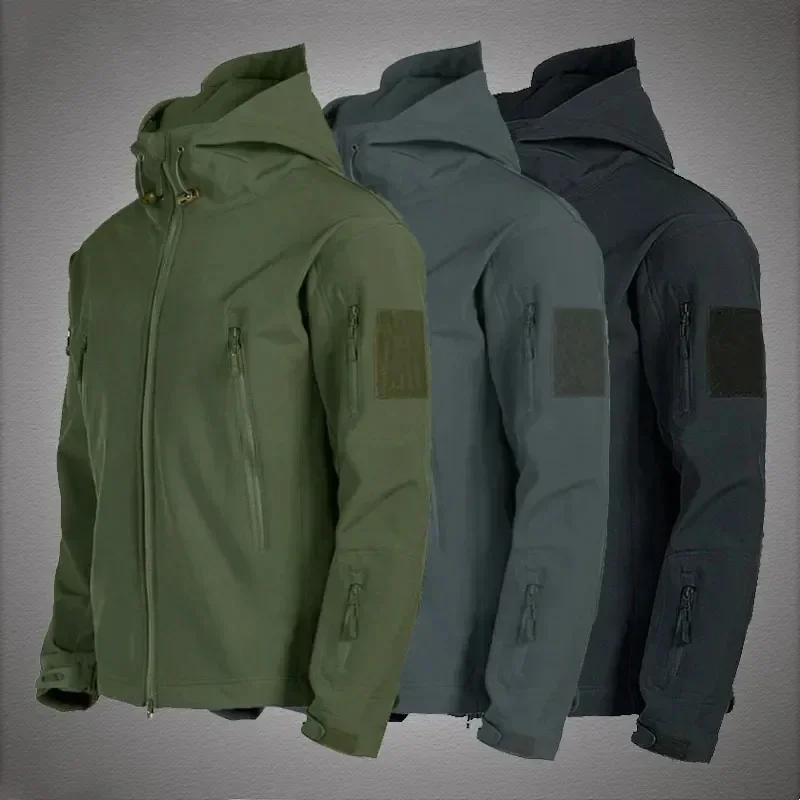 Taktický žiarkskin softshell bunda vietor a nepremokavá bunda Pánske armádne bojové bunda Pánske kabáty s kabátom s kapucňou