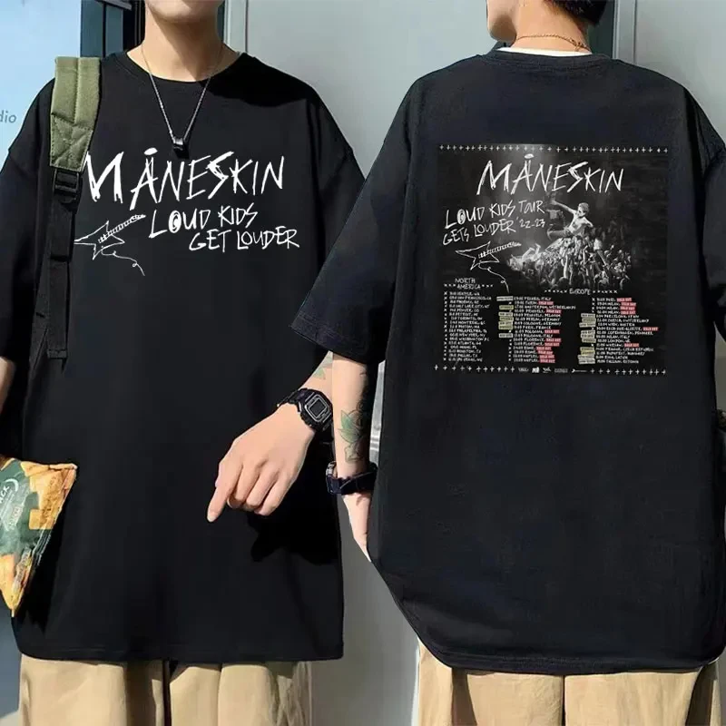 Talianska rocková skupina Maneskin Print Tirt Tshirt Pánske 100% bavlnené tričko Mužské nadmerné streetwear Men Dámske módne tričko