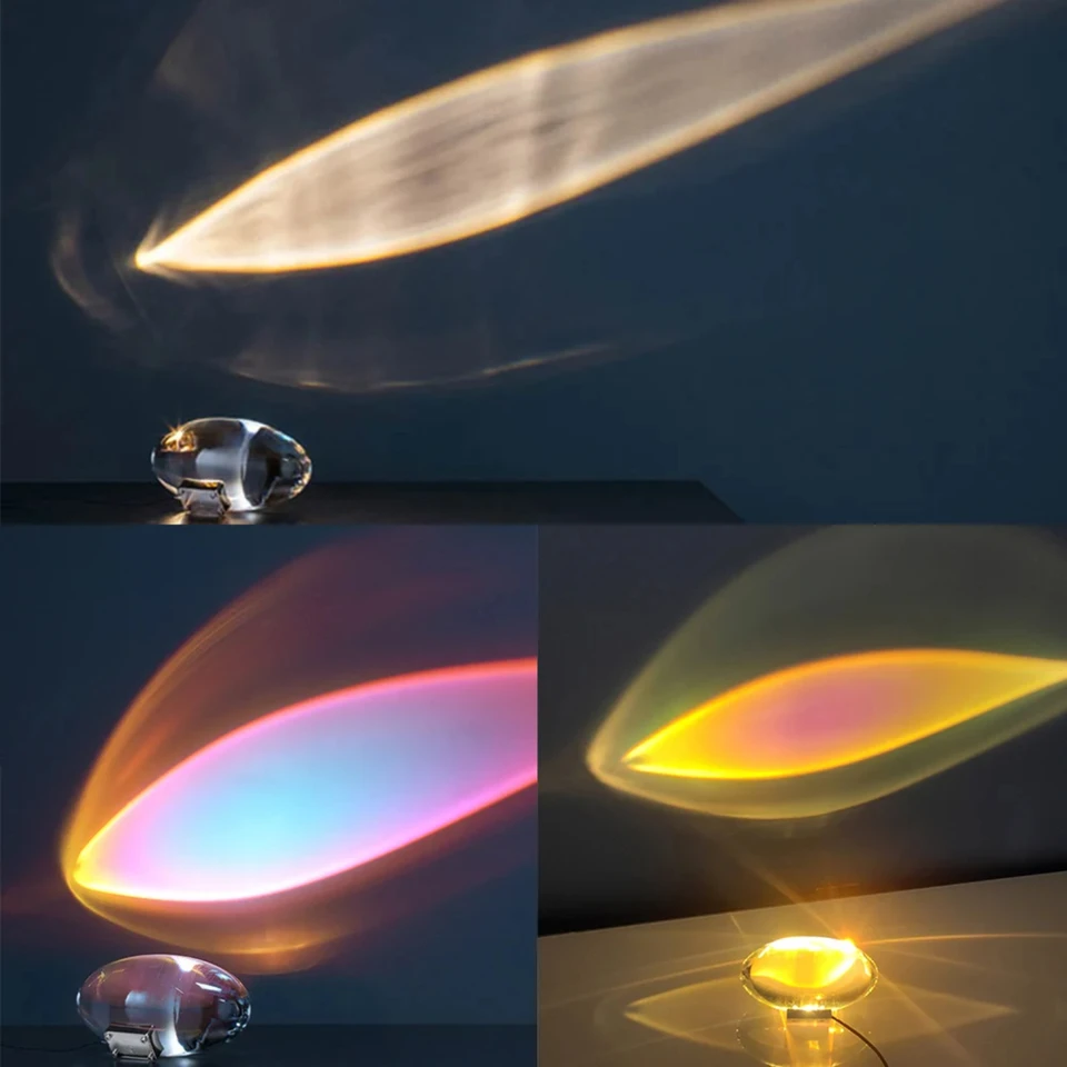Talianska stolová lampa Crystal Sky Eye - vynikajúci dizajnérový nočný projektor s 3 farebnými okolitými nočnými svetlami - ohromujúci taliansky CR