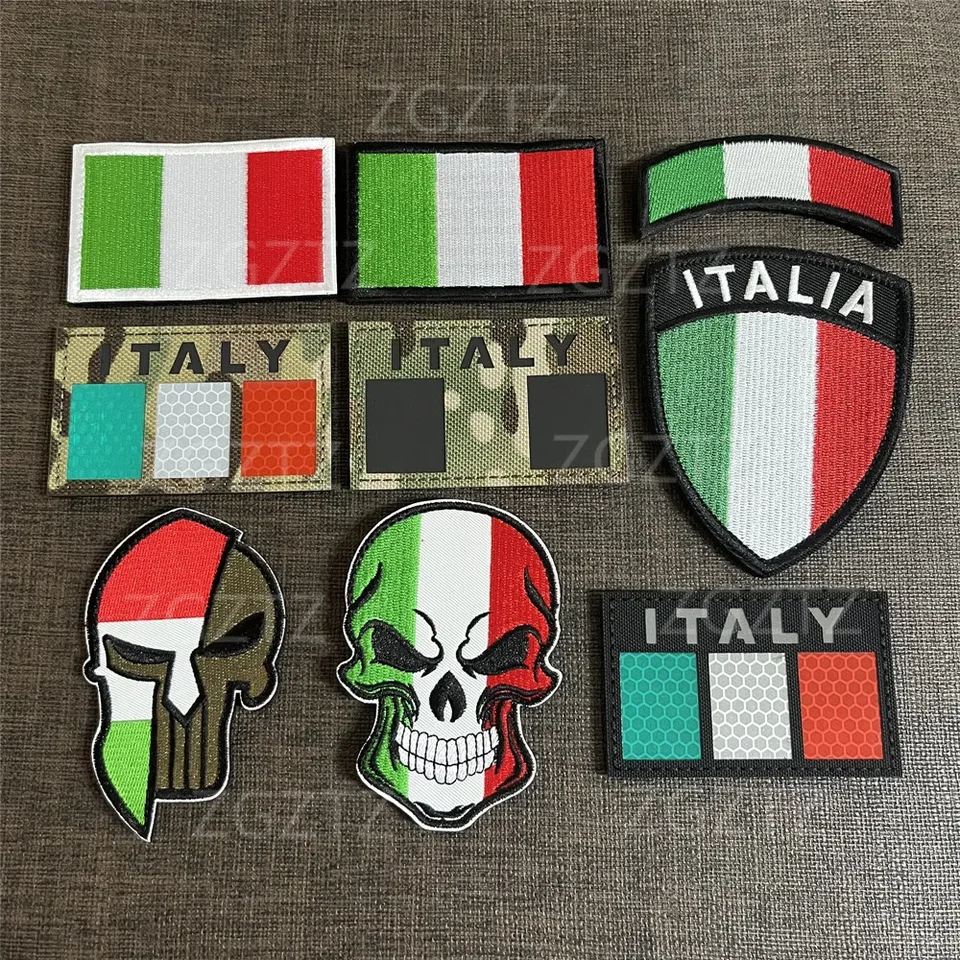 Talianska záplata vyšívaná vlajka Italia Reflex Armband Badge odev Patch vyšíva Hook Loop vojenské talianske gis gis