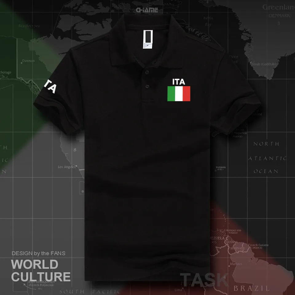 Taliansko Italia talianske pólové košele muži s krátkym rukávom Biele značky Vytlačené pre krajinu 2017 Cotton Nation Team vlajka ITA Country Top