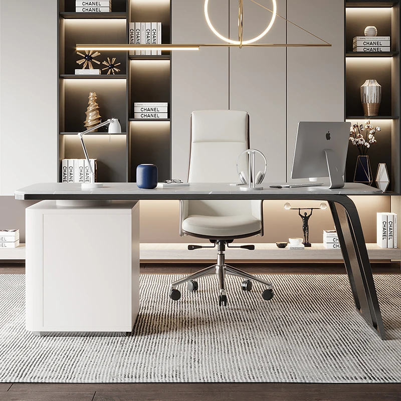 Taliansky minimalista Bright Rock Slate Desk, minimalistický moderný študijný stôl, ľahký luxusný štýl