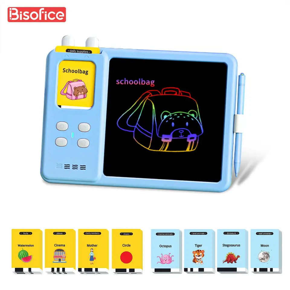 Talking Flash Cards Písanie tableta 2 v 1 vzdelávacie dieťa LCD kreslenie kresby Tablet pre deti s 224 zrakovými slovami