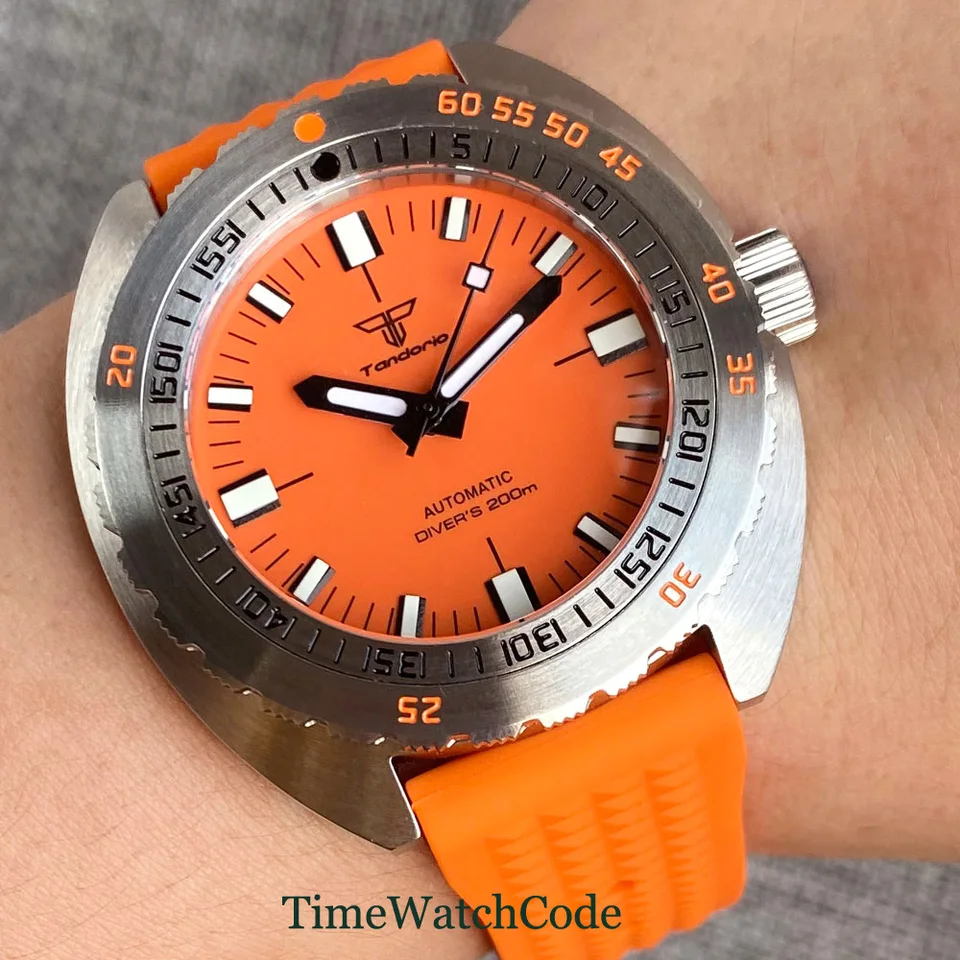 Tandorio 20ATM Automatické hodinky pre mužov 42 mm pohyb NH35 SAPPHIRE Glass 200 metrov vodotesné 120 kliknutia Rotačný rámec svetelného číselníka