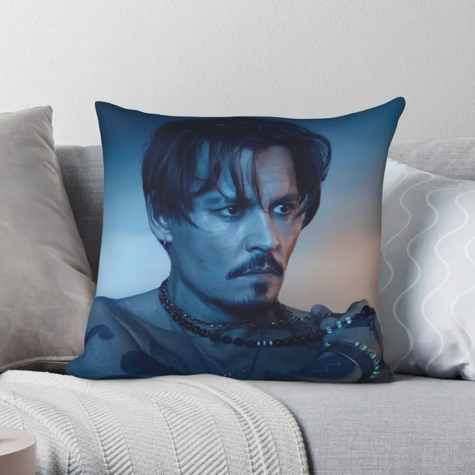 Tapeta Johnny Depp Square vankúš Poliesty Polyester Linen Velvet tlačený zip