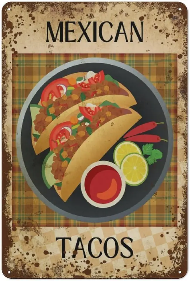 Taqueria tacs de canasts 5 pesos, mexická kuchyňa dekorácia, vtipná dekorácia domácej steny, darček personalizovaný nápad, Vintage Me
