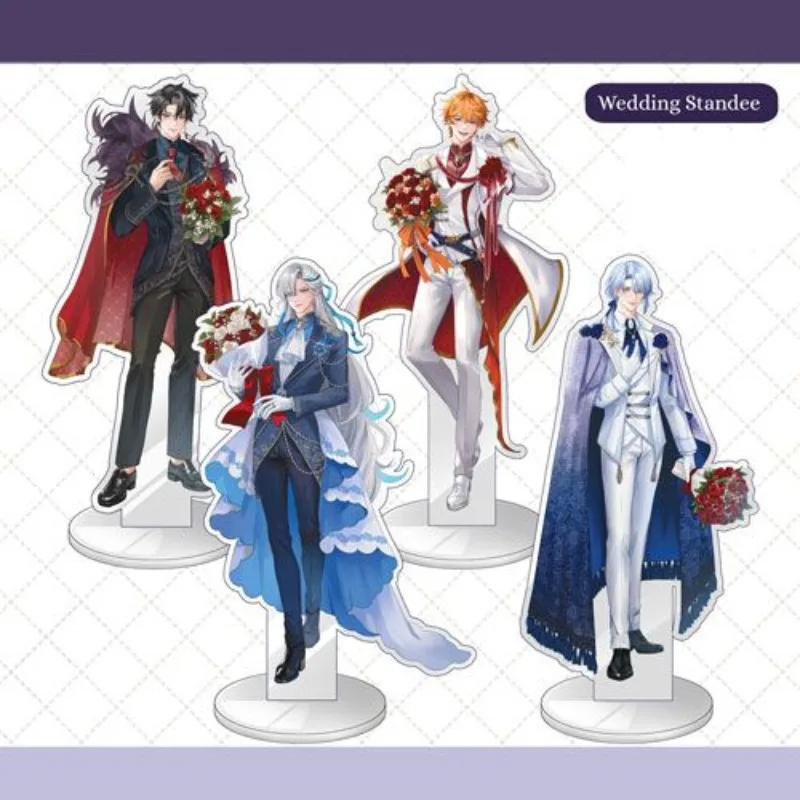 Tartaglia Neuvillette stojaca anime Keychain Ayato Wriothesley Men Kľúčový reťazec pre ženy postava akrylové kľúče prívesok darčeky
