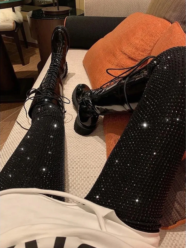 Taruxy iskrivé krištáľové nohavice Ženy legíny Jeseň Zimný zimný pás Elastický telescon Long Penci Pant Streetwear Y2K nohavice
