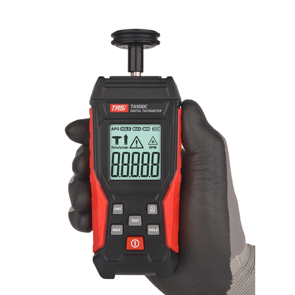 TASI kontaktný a nekontaktný laserový fotografický tachometer 3 ~ 100 000 ot / min