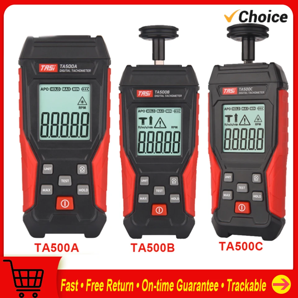 TASI TA500A/B/C Tachometer Contact a nekontaktný digitálny tachometer laserový fotografický tachometer vysoká presnosť max. 100000 rpm tachometer