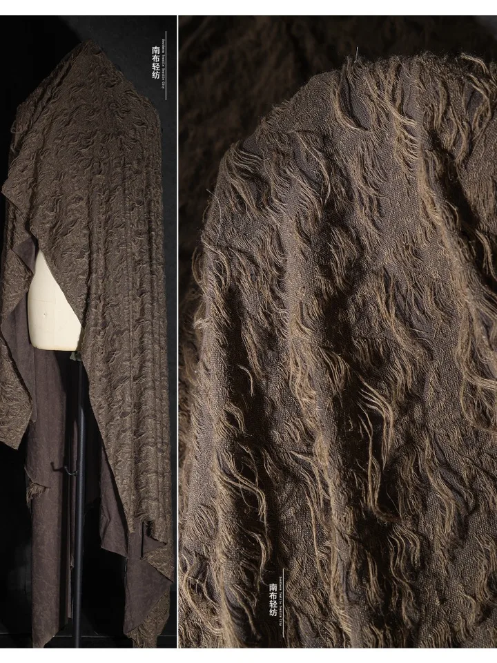 Tassel Jacquard Last Brown Tattered pletené kreatívne šaty dizajnérske oblečenie tkaniny handrika oblečenia šijacie meters materiál