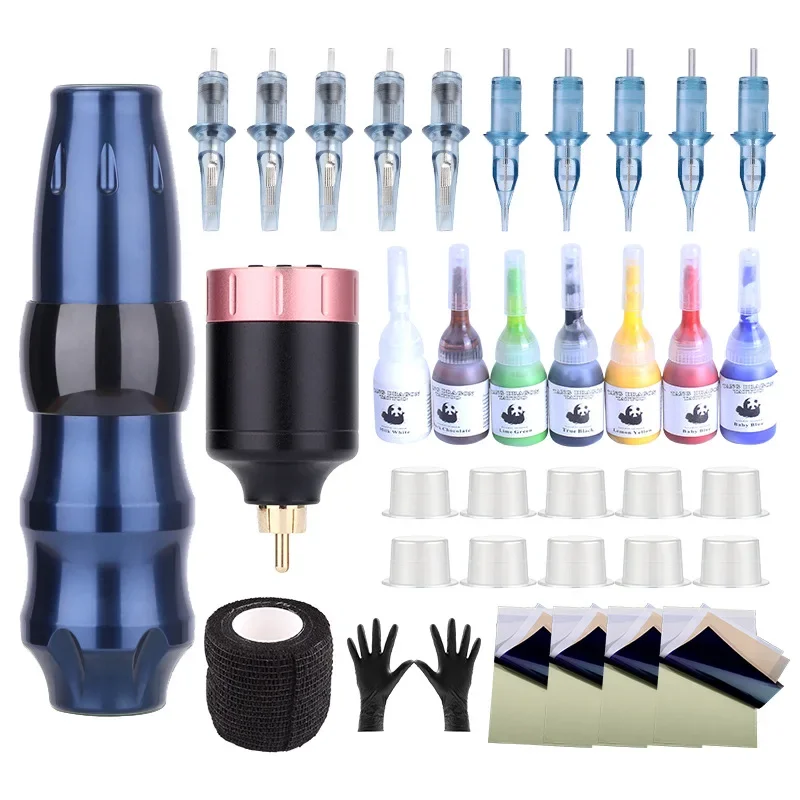Tattoo Machine Set Complete Mini Rocket Rotary Pen Suit Neso Neteje bezdrôtového tetovacieho napájacieho zdroja Profesionálne make -up súprava