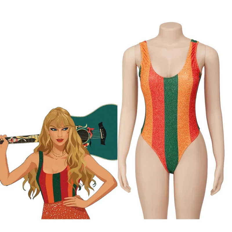 Taylor Anti-Hero Swift Cosplay kostým farebné pruhy kombinézy Ženy sexy Bodysuit Halloween karnevalová párty maskovanie oblečenia RX12
