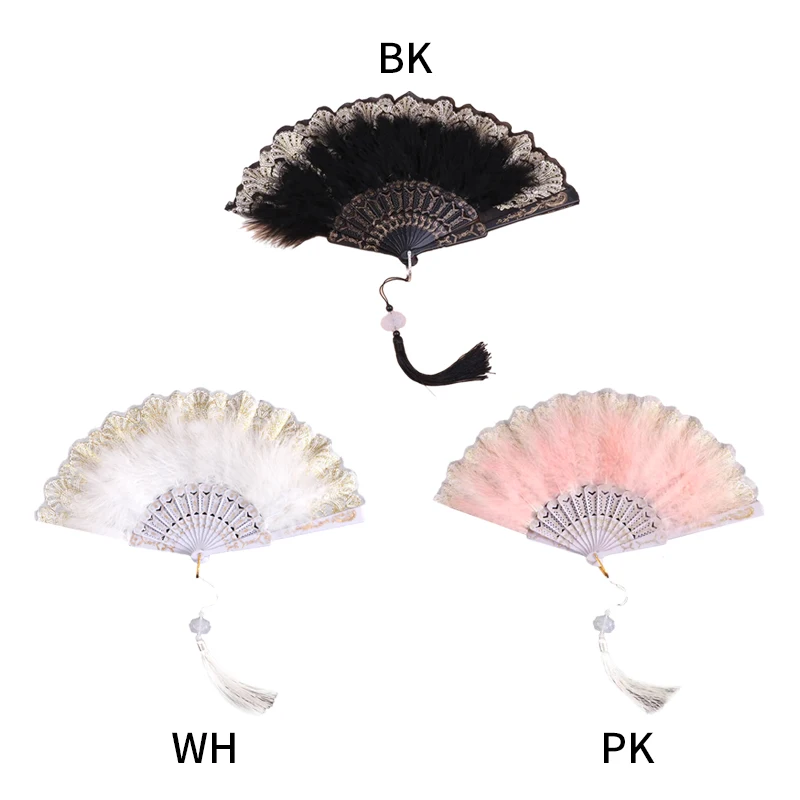 (Taška) Black Gold Goldat Feather Fans s príveskom (taška) Lolita Feather Skladacie fanúšik