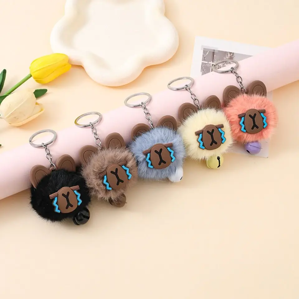 Taška na zavesenie prívesku králika kožušina capybara kožušina Keychain ps