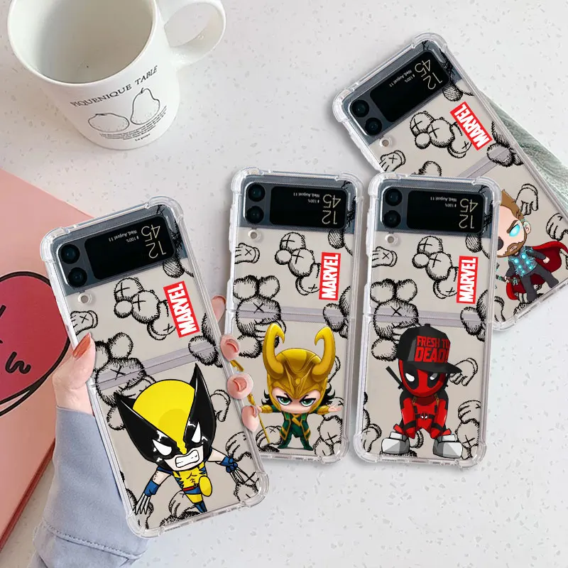 Taška Original Marvel Wolverine Loki Clear Cover Case pre Samsung Galaxy Z Flip 3 Zflip Zflip3 Z Flip 4 5G Zflip4 Flip3 Z Flip 5