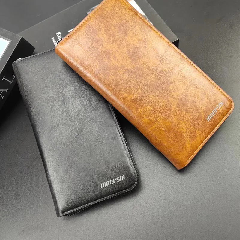 Taška spojky pre muža Pu Leather Long Wallet